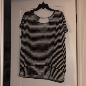 Stripy see-through swimsuit cover-up